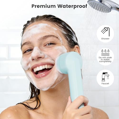 Facial Cleansing Brush with Dual Rotating, Electric Face Scrubber, 3 in 1 Facial Brush Skin Cleansing for Deep Cleansing, 3 Speeds, Waterproof Face Cleanser Brush for Men Women, Soft Exfoliator - Thumbnail 6
