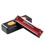 Blues Harmonica Key of C, 10 Holes 20 Tones Mouth Organ Blues Harp with Hard Case, Diatonic Harmonic