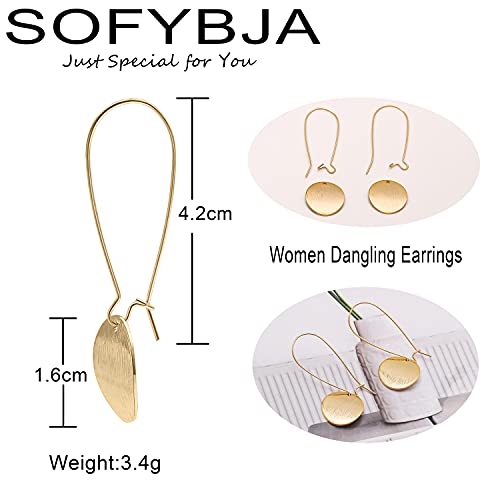 Statement Long Gold Disc Dangling Earrings Dainty Geometric Curved Hook Lightweight Circle Hanging Drop Flat Back Earrings Minimalist Jewelry For Women Gifts #TOP2