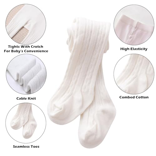 Image of SYGA Baby Tights For Girls Soft Cotton Infant Leggings Toddler Solid Knit Stockings Socks Newborn Warm Crochet Pants