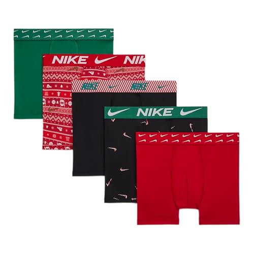 Nike Dri-FIT Holiday Boxer Briefs 5-Pack Grade-School (9N1157-U10, Multi)