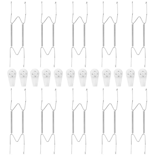 Jinzory 10-Pack Invisible Wall Plate Hangers, 10 Inch Stainless Steel Plate Holders with 12-Pack Wall Hooks
