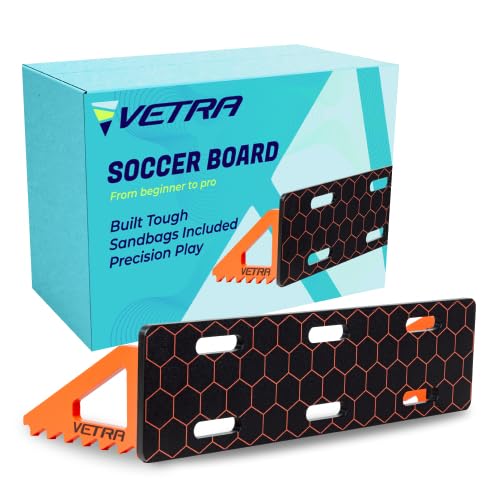 VETRA Soccer Board Rebounder with 2 Sandbags - Durable Adjustable Soccer Rebounder Board & Wall for All Ages - Ball Control Soccer Passing Board - Ideal Soccer Wall & Soccer Kick Board for Training