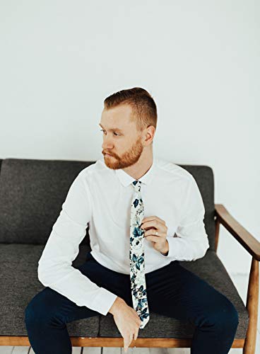Image of DAZI Men's Skinny Tie Floral Print Cotton Necktie, Great for Weddings, Groom, Groomsmen, Missions, Dances, Gifts.