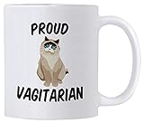 Funny LGBT Mugs. Proud Vagitarian 11 ounce Lesbian Coffee Mug. Cup Idea for Gay Girlfriend or Friend on Her Birthday or Anniversary. (White)