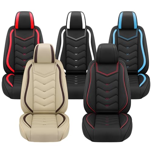 Car Seat Covers for Ford Mustang 2000-2026, Premium Nappa Leather Car Seat Cover, Stylish Sport Seat Covers， Automobile Seat Cover Sets.(Standard 2 Seats/Black Red) by ADERN - Image 7