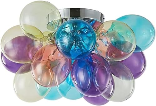 Chandelier moderne bulles en vitrail coloré pour un éclairage de foyer éclatant