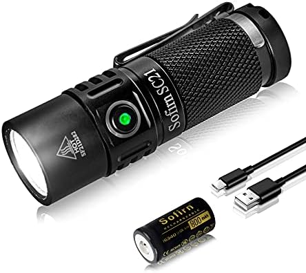 Sofirn SC21 Small Led Torch, Rechargeable Flashlight 1000 Lumen Super Bright EDC Troch 5000K LH351D LED with Magnetic Tailcap Keychain Flashlight for Walking The Dog Camping Fishing