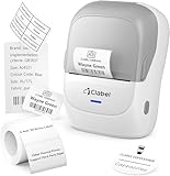 CLABEL Impresora Etiquetas Autoadhesivas, 221B Mini Termica Etiquetadora Adhesivas Bluetooth Portátil Label Printer Compatible con iOS y Android para Oficina Tienda Hogar con Etiqueta 40×30mm(Gris)