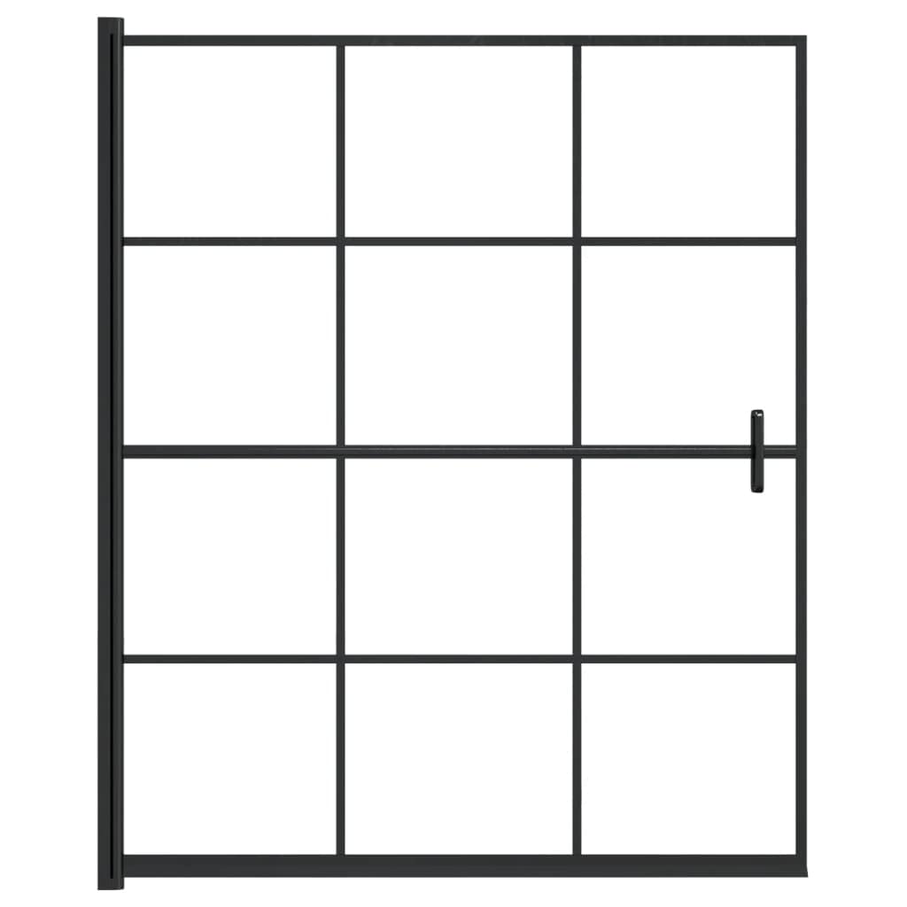 Mampara de ducha de 116 x 140 cm, de cristal de seguridad ESG con rejilla negra, accesorio de bañera plegable