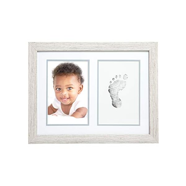 Kate & Milo Rustic Baby Footprint Photo Frame and Ink Kit, Woodland Nursery Décor, Rustic Picture Frames