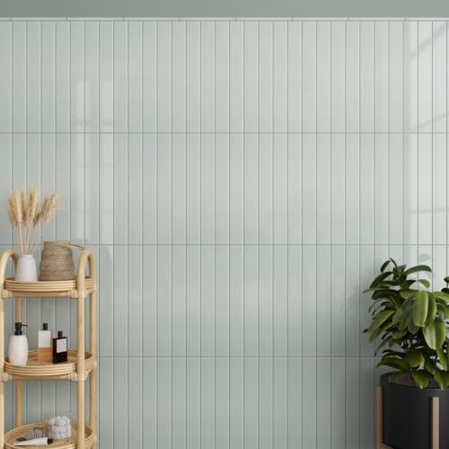 Pastel Light Blue 2 x 16 Glossy Ceramic Subway Tile