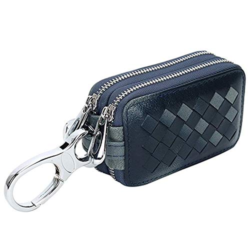 Preisvergleich Produktbild N / A Gewebtes Muster Doppelreißverschluss Auto Schlüsselbund Brieftasche Ledertasche Kartenclip Housekeeper Brieftasche Schlüsselbund Reißverschluss Schlüsseletui