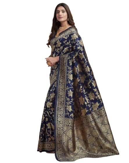 Image of Women's Banarasi Saree Pure Kanjivaram Silk Saree Soft Design Wear Pattu Sarees Cotton With Blouse Piece Kanchipuram for Wedding new ladies sadi