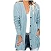Kenhansion Button Down Cardigan Sweater for Women Lightweight Open Front Long Cable Knit Warm Outerwear Fall Coat with Pocket (Light Blue,X-Large)