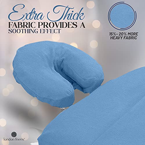 London Linens Premium Extra Thick 100% COTTON Flannel Massage Face Cradle Cover, Includes 4pcs (4, Baby Blue)