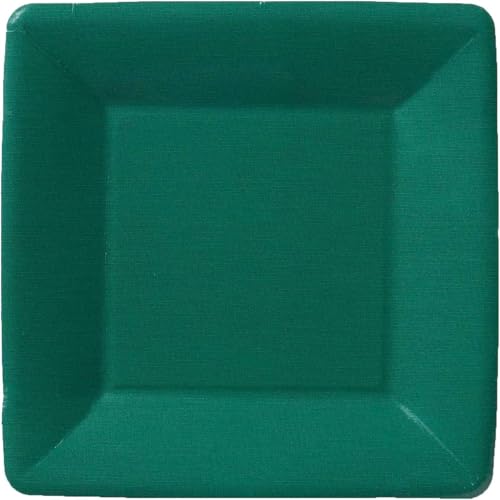 Boston International, Square Plate 7 Inch Classic Linen Dark Green, 8 Count