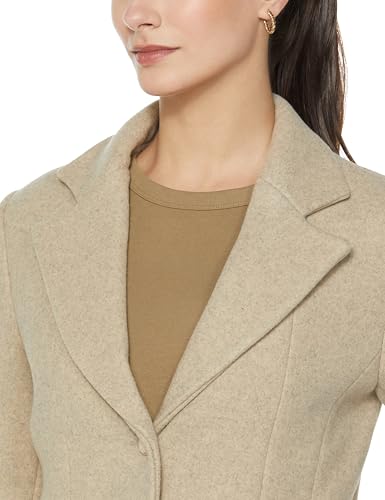 Image of Qube By Fort Collins Women's Semi-Long Tweed Coat with Knitted Finish - Elegant Winter Outerwear for Casual and Formal Looks