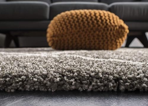 Image of Carpet for Hallway, Kitchen, and Modern InteriorsCarpetCozy Shag Runner for Living Room, Bedroom & Office Decor ETC Size 1.5x3 feet, Patten-Solid Grey B