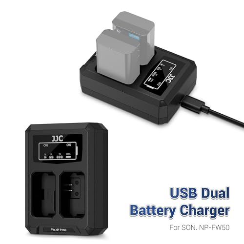 Image of JJC NP-FW50 USB Battery Charger for Sony A6000 A6100 A6300 A6400 A7 A7II | for ZV-E10 ZVE10 A6500 A7S A7SII A7R A7RII RX1R III A99II RX10 IV III II RX10 Cameras, with Overheat & Overcharge Protection
