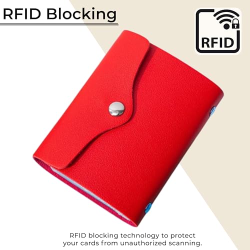 Image of Kraptick Card Holder Wallet for Men & Women - Credit Card Holder Organizer Multi Slot Card Case Wallet Compact Visiting Card Holder Slim Pocket Card Organizer for Daily Use & Travel (Dark Red)