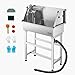 VEVOR 34 Inch Stainless Steel Dog Washing Station, Pet Grooming Tub with Hot & Cold Faucet, Showerhead, Storage Rack, No-Bend All-in-One Bathtub, Home Wash Sink, Fits Small Cats and Dogs