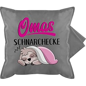Kissenhülle Kissenbezug Kissen – Deko Kissen Oma Geschenk – Omas Schnarchecke – Faultier – 50 x 50 cm – Grau – Pillow…