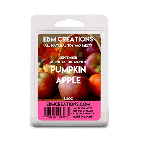 Pumpkin Apple Soy Wax Melts - 3.2oz, 6 Cube Clamshell, All Natural, Highly Scented, Long-Lasting Aroma, Premium Quality, Handmade, Non-Toxic, Eco-Friendly
