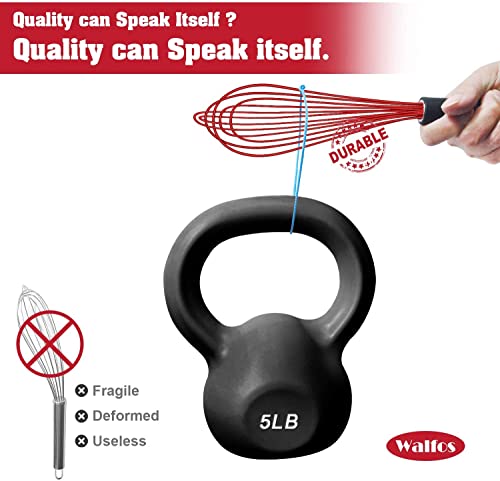 Silicone Balloon Whisk Set, Walfos 11'' Flat Whisk And 7''+9''+11'' Balloon Wisk Set For Blending Beating Stirring And Kitchen Cooking #TOP4