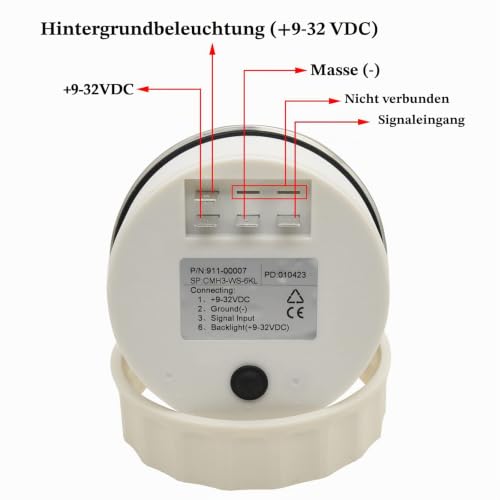 Geloo Drehzahlmesser 85mm 6000RPM Universal Wasserdichter Mit Betriebsstundenzähler für Rote Hintergrundbeleuchtung