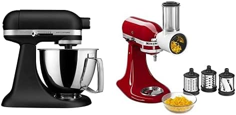 Kitchenaid Artisan Mini Plus 3.5-Qt. Tilt-Head Stand Mixer with Flex Edge Beater and Fresh Prep Slicer/Shredder Attachment, Black