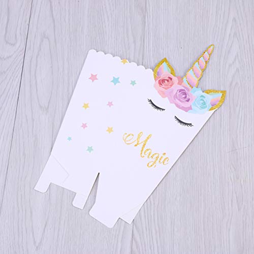 Toyvian 12 caixas de pipoca de unicórnio, caixas de lanche de pipoca, caixas de doces, lembrancinhas