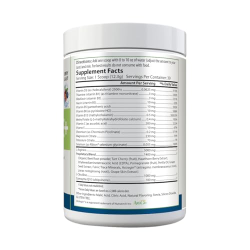 PURE L-Arginine+ Drink Mix, Berry Blast, L-Arginine 5000mg, L-Citrulline 1000mg, Vitamins B12, C, D3, Beet Root, 30 Servings, 369 Grams (Pack of 1), Premium Wellness Support, Nitric Oxide, Cardio