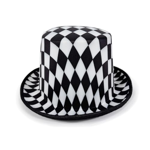 Kalttoy Sombrero de cabaret a cuadros unisex de tela de algodón suave, perfecto para fiestas temáticas, eventos, accesorios de espectáculo mágico para adultos