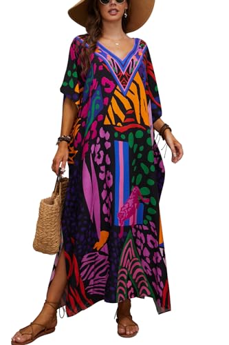 Image of Women Beachwear Long Beach Coverups Kaftan Casual Caftan Dress