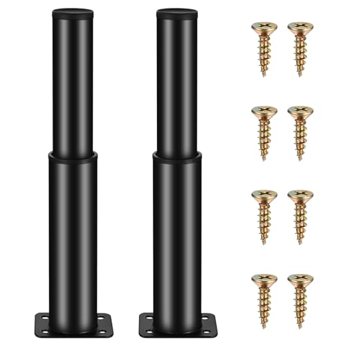 Par de Pies Ajustables para Muebles,Pies de Muebles Negros,Pies de Altura Regulable,Pies de Armario,Pies de Metal para Patas de Muebles,Pies de Sofá para Pies de Mesa,Patas de Sofá y Armario,15-25cm