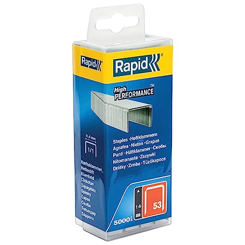 Rapid Caja de Grapas para Textil N.º53 de Alambre Fino de Acero Galvanizado, 6 mm – 5.000 Grapas
