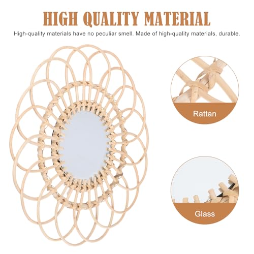 Miroir décoratif rond en rotin pour agrandir un petit salon