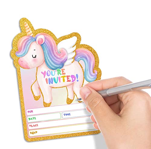 30Pcs Funny Magical Unicorn Party Invitations With Envelopes For Kids Birthday Baby Shower, Unicorn Themed Party Supplies #TOP2