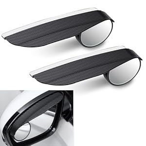 2-in-1 Rain & Blind Spot Mirror, Carbon Fiber Rainwater Protector, Universal for Cars (Black)