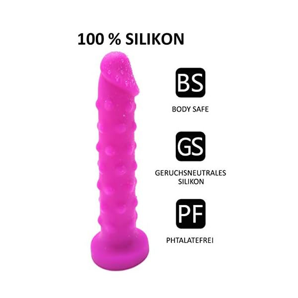 Lustfactor CRAZY LOVER | Genialer 20 cm Dildo für Sie aus Silikon | Ø 40 mm | Pink | Mit starkem Saugnapf/Saugfuss | Strap-on geeignet | Mit Reiznoppen am Schaft und realistischer Spitze – Bild 5