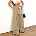 Faux Suede Sweatpants for Women Winter Warm Wide Leg Drawstring Baggy Pants Fall Fashion Business Casual Trousers S-2XL Khaki