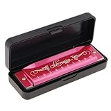 OriGlam Blues Harmonica Mouth Organ, Diatonic Blues Harmonica Key of C, 10 Holes 10 Tones Blues Harp Mouth Organ Harmonica (Rose Red)