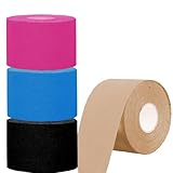 NELLHOMY Kinesiology Tape, 4 Rollen Kinesiotapes Sport Tape 5cm x 5m, Elastisch & Wasserfest Physio Tape Knie Tape für Schulter, Rücken, Knie, Ellenbogen und Nacken