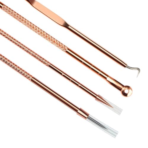 4 Pcs/Set Rose Gold Stainless Steel Blackhead Remover Pimple Comedone Double for Head Extractor Skin Care Tools