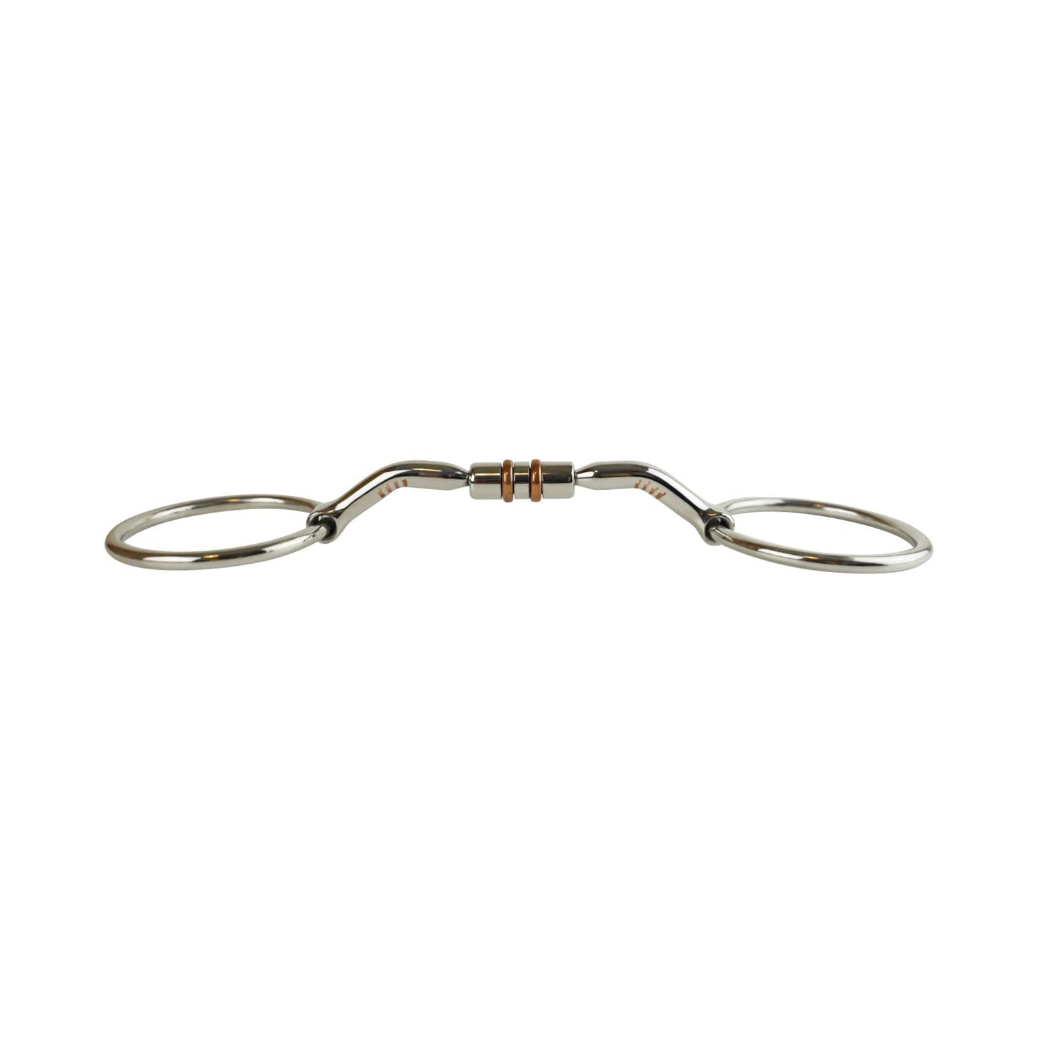 AK AKRS-2619 - Mordida de caballo con anillo suelto, giratorio, con doble rodillo de cobre