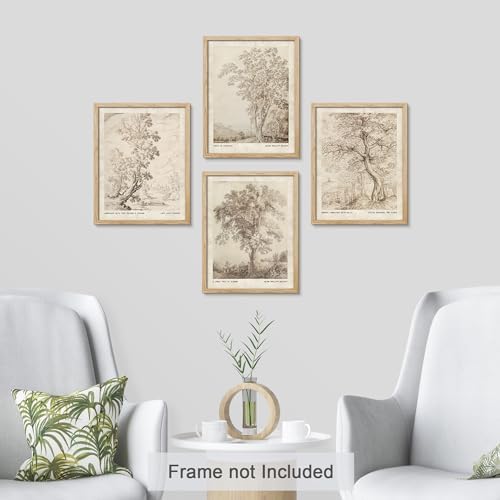 SIGNWIN Poster Vintage Landscape Sketch Prints by 16th-Century Antique Tree Wilderness Nature Illustrations Fine Art Decorative Country/Farmhouse Vintage for Living Room, Bedroom, Office - 11"x14"x4 - 1