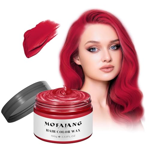 Hair Wax Color Red Temporary Hair Color Dye Washable Colored Hair Styling Mud Women Men Style Clay for Girls Boys Teens Instant Hair Coloring Gel Cream for DIY Cosplay Halloween Childrens Day