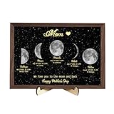MHJUFGD Personalized Moon Phase Picture Frame Custom 1-8 Moon Name Text Date We Love You To The Moon And Back Mothers Day Wood Lunar Print Art Frame Gifts Moon Phase Picture Art For Mom (style 6)