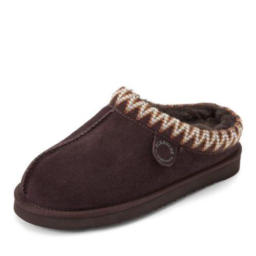 Image of Fireside by Dearfoams Women's Greta Genuine Shearling Clog Slippers, 100% Natural Suede Clogs for Outdoor & Indoor